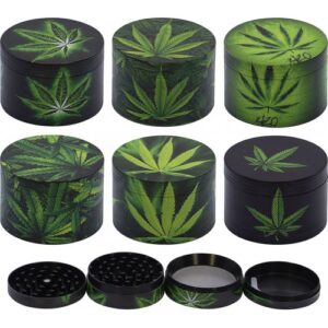 11575 Grinder-dohányörlő fém, 4 részes-6,2 cm átmérő,több mintával-készlet szerint